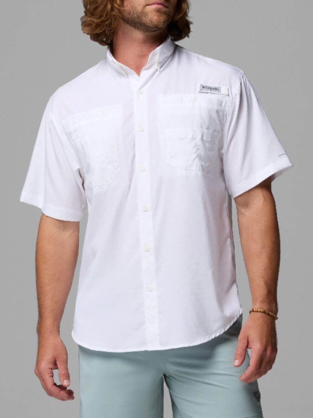 Columbia PFG Men's Shirt XXL White Pocket Vented Tamiami II Omni-Shade Logo